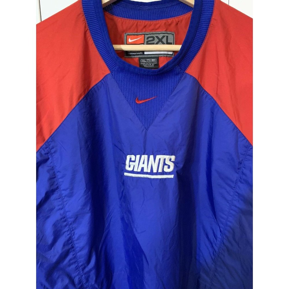 Vtg NIKE TEAM NY GIANTS Men’s Sz 2XL BLUE & RED WIND & RAIN PULLOVER JACKET‎